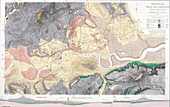 Geological map of London and the surrounding area, 1871