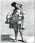 A hurdy-gurdy player, 1737-1742