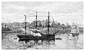 Government House and HMS 'Nelson', Sydney, Australia, 1886