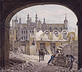 Demolition of Guildhall Chapel, London, 1820
