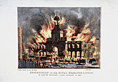 Destruction of the Royal Exchange' (2nd) fire, London, 1838