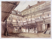 Courtyard of the Oxford Arms Inn, Warwick Lane, London, 1851