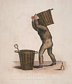 Dustman carrying a basket of refuse on his back, 1820