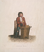 Apple seller with a large basket of fruit, 1820