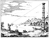 Using a cross-staff to measure the height of a tower