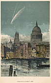 Donati's comet of 1858 over St Paul's Cathedral, London