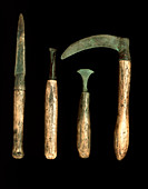 Bronze Age tools, with modern handles