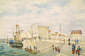 Ships at a port; part of the London to Hong Kong Panorama