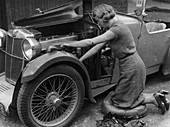 Kitty Brunell working on her MG F Magna