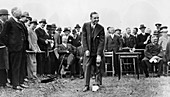 Edsel Ford turning the first sod at Dagenham, Essex, 1920s
