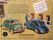 Poster advertising a Renault 4CV, 1949