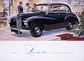 Poster advertising a Lanchester 14, 1951