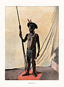 Jauapiry Indian with weapons, Brazil, 19th century