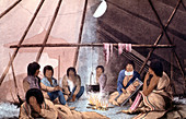 Interior of Cree Indian tent, 1823