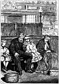 Family at Sunday church service, London, 1862