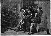 Arrest of Guy Fawkes in cellars of Parliament, 1605