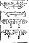 Various forms of paddle boats for use in war, 1483