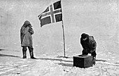 Roald Amundsen, Norwegian explorer, at the South Pole