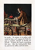 Itinerant knife grinder sharpening a blade