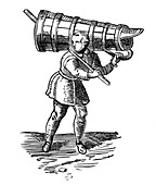 Apprentice carrying a wooden vessel to fetch water