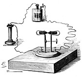 Carbon microphone, invented in 1878 by David Edward Hughes