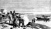 David Livingstone discovering Lake Ngami, Botswana, 1849