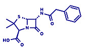 Penicillin G antibiotic drug molecule