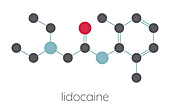 Lidocaine local anesthetic drug molecule