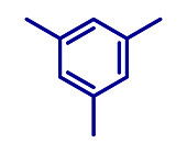 Mesitylene aromatic hydrocarbon molecule