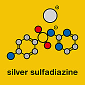 Silver sulfadiazine topical antibacterial drug molecule