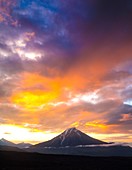 Sunrise over Krestovsky volcano, Kamchatka, Russia