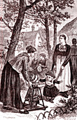 Mother and children with a nursemaid, 19th century