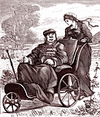 Nurse caring for disabled man, 19th century