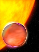 Exoplanet HD 189733b and its parent star, illustration