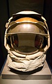 Apollo astronaut spacesuit helmet at KSC.