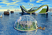 Future eco-friendly city, illustration