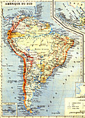 Map of South America, 1880s