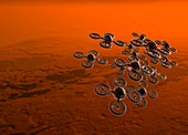 Drones above Mars, illustration