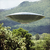 UFO above trees, illustration