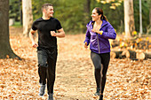 Happy couple jogging