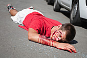 Car accident victim on the street