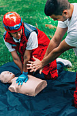 CPR training on dummy