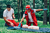 CPR training on dummy