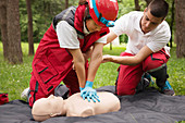 CPR training on dummy