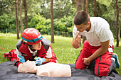 CPR training on dummy