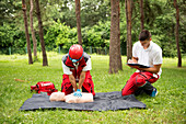 CPR training on dummy