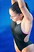 Female diver concentrating