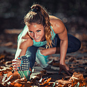 Woman stretching in the park