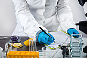 Food safety inspector working in laboratory