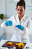 Food safety inspector working with vegetables